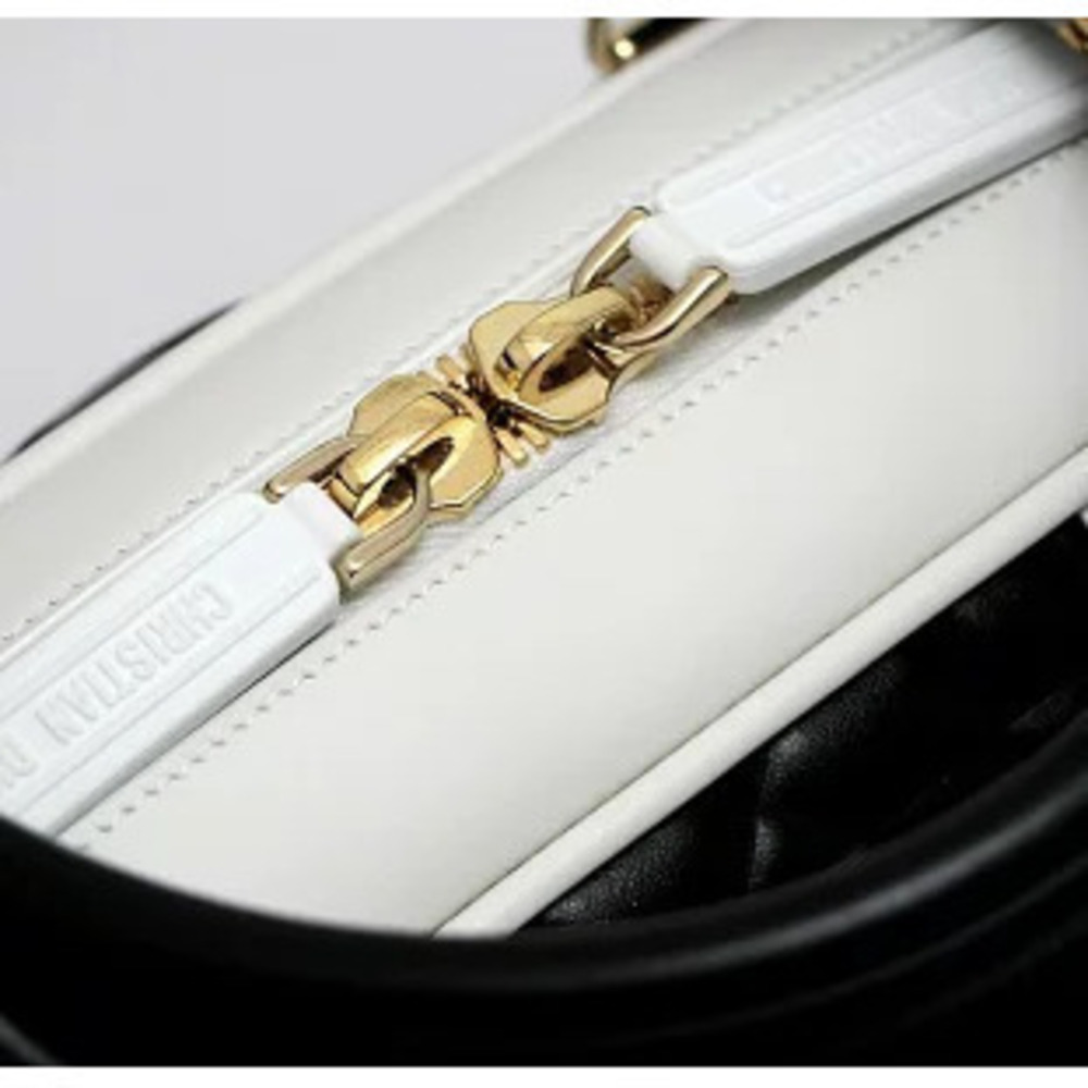Dior Vibe Bowling Bag Cannage Leather White Black - Picture 4 of 6